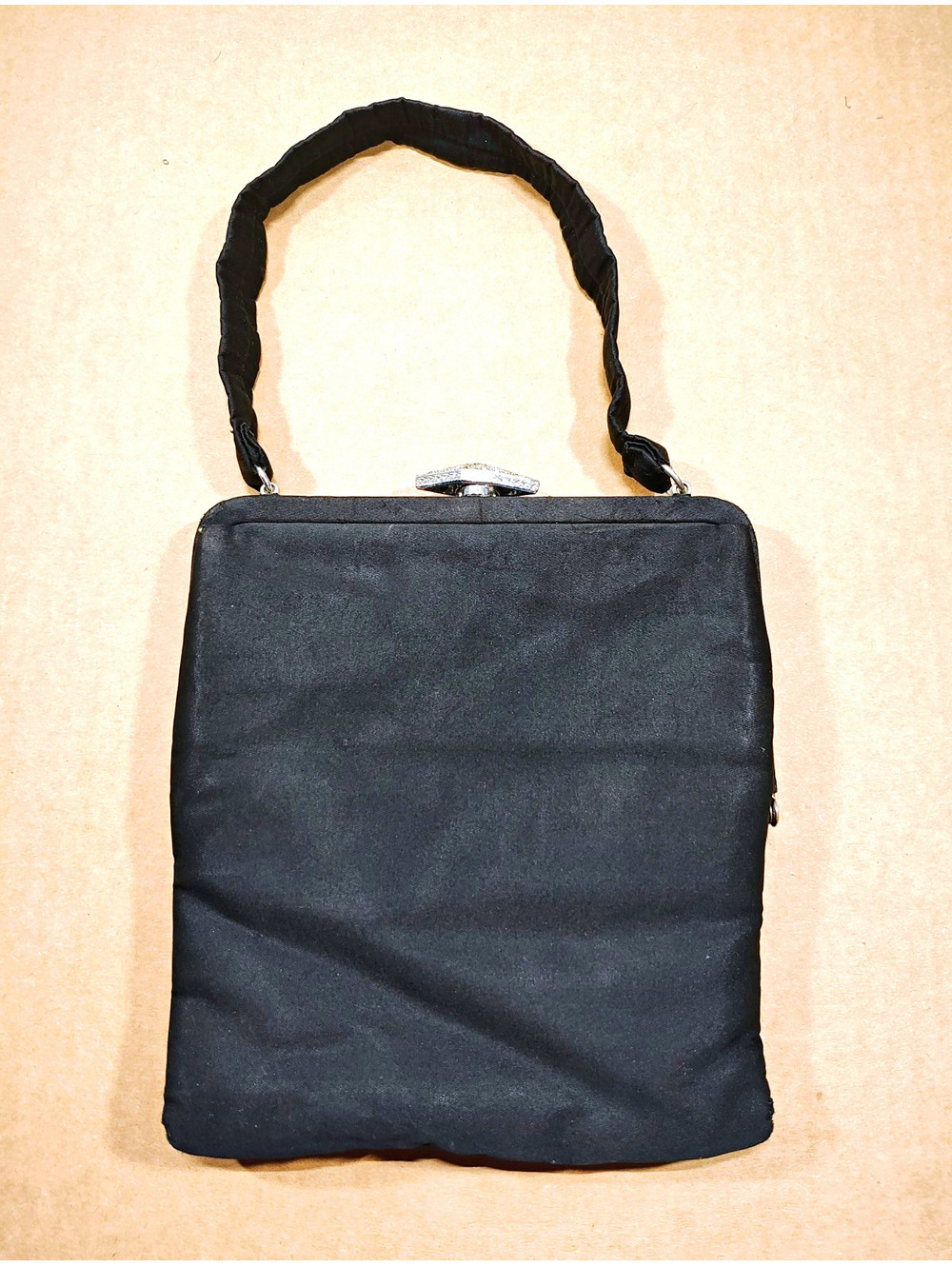 Lewis Black Top Handle Handbag with Rhinestone Accent